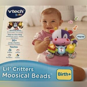 VTech Baby Lil' Critters Moosical Beads Plush Cow - Purple & Pink - NIB